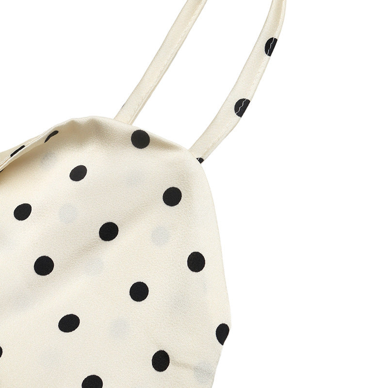 Polka Dot Tie Front Spaghetti Strap Maxi Dress Summer Sundress