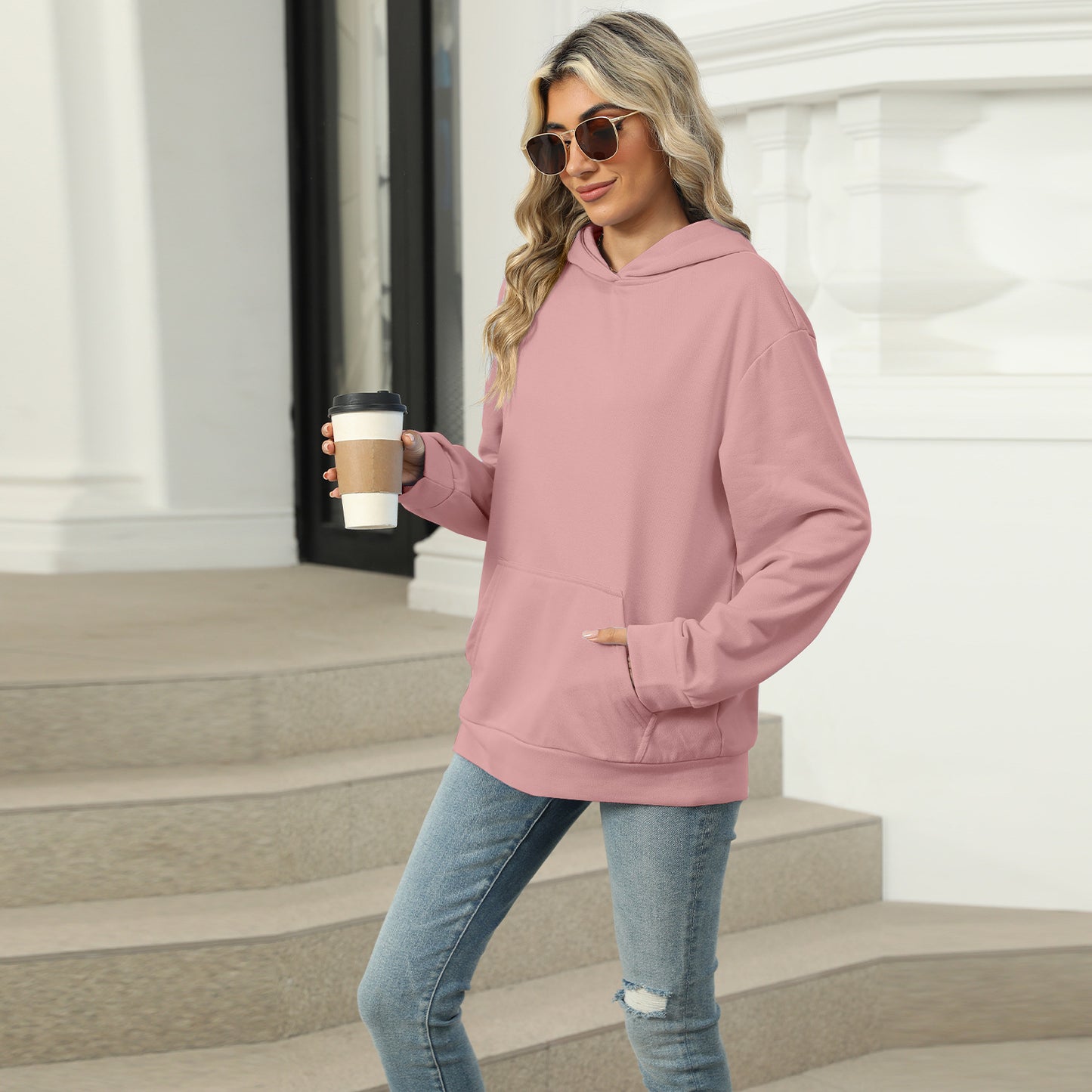 Oversized Hooded Pocket Pullover Sweatshirt