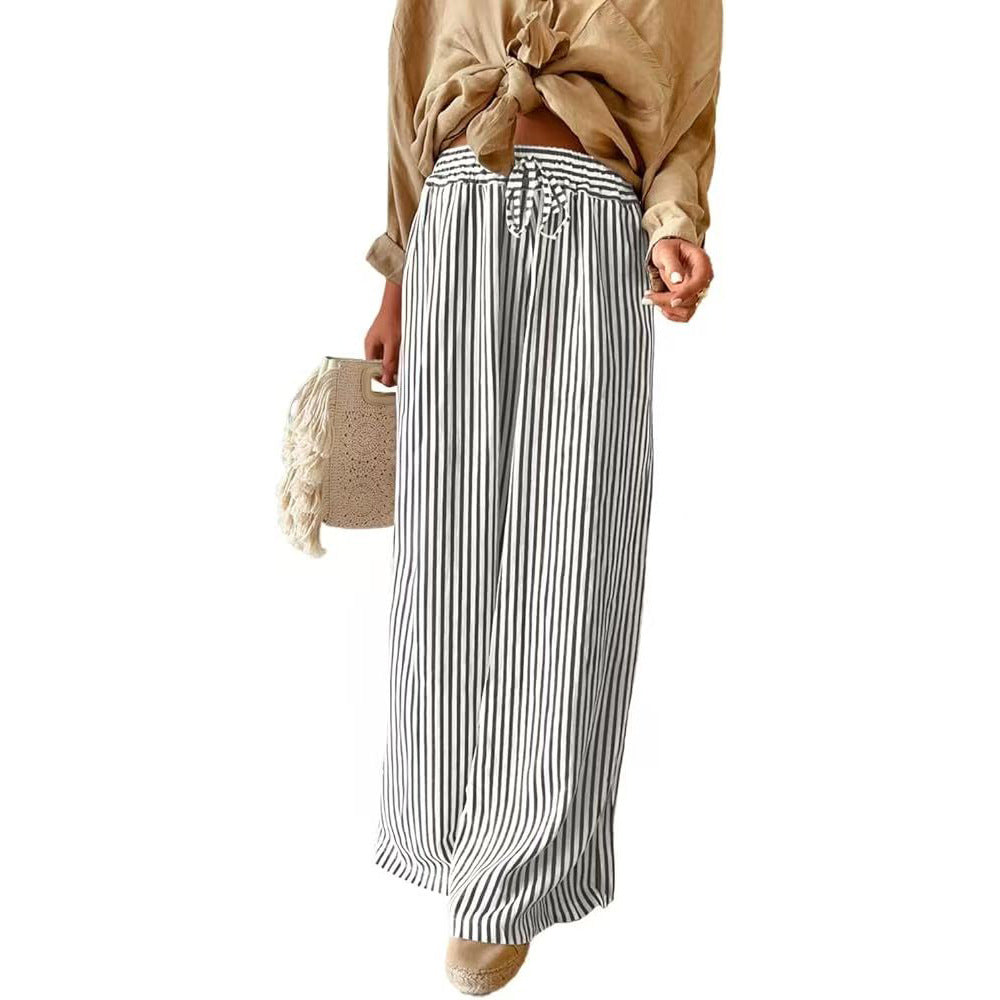Striped Wide Leg Pants Casual Boho Trendy