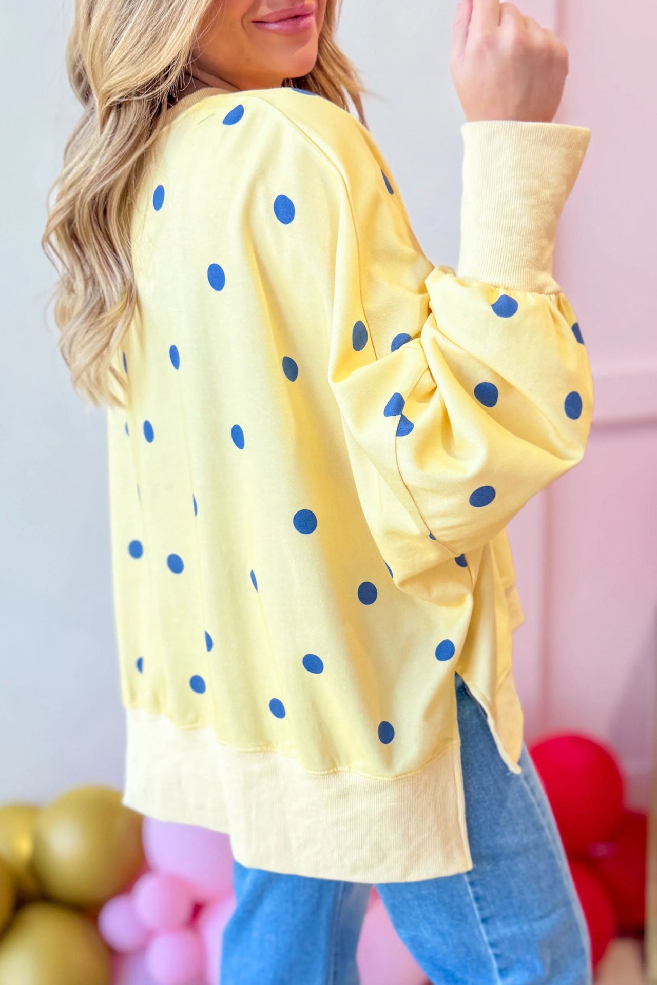 Custom Polka Dot Oversized Sweatshirt Womens Casual Pullover