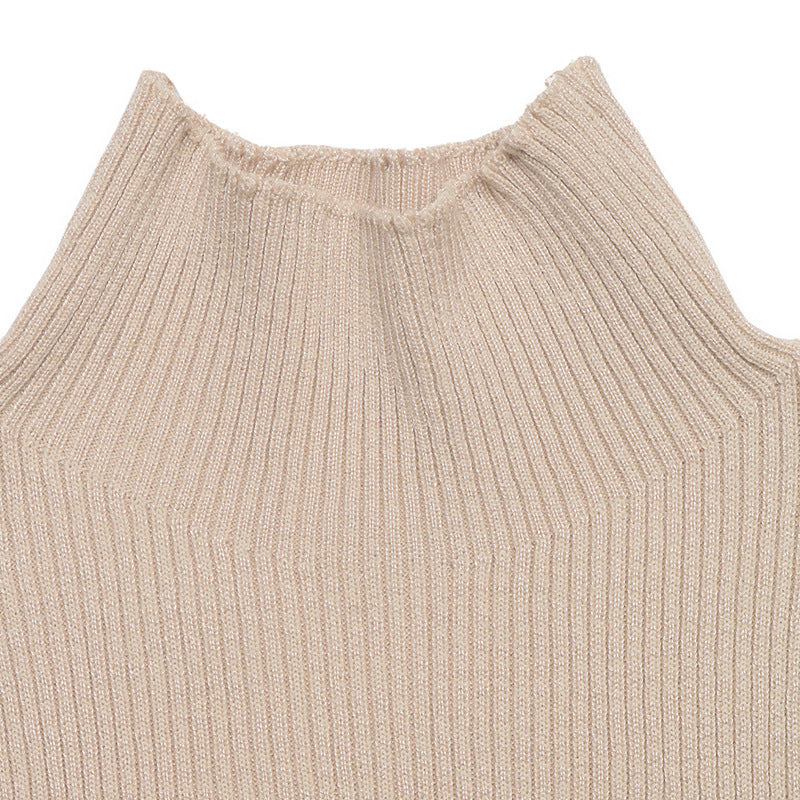 Colorblock Turtleneck Bodycon Midi Dress Long Sleeve Style