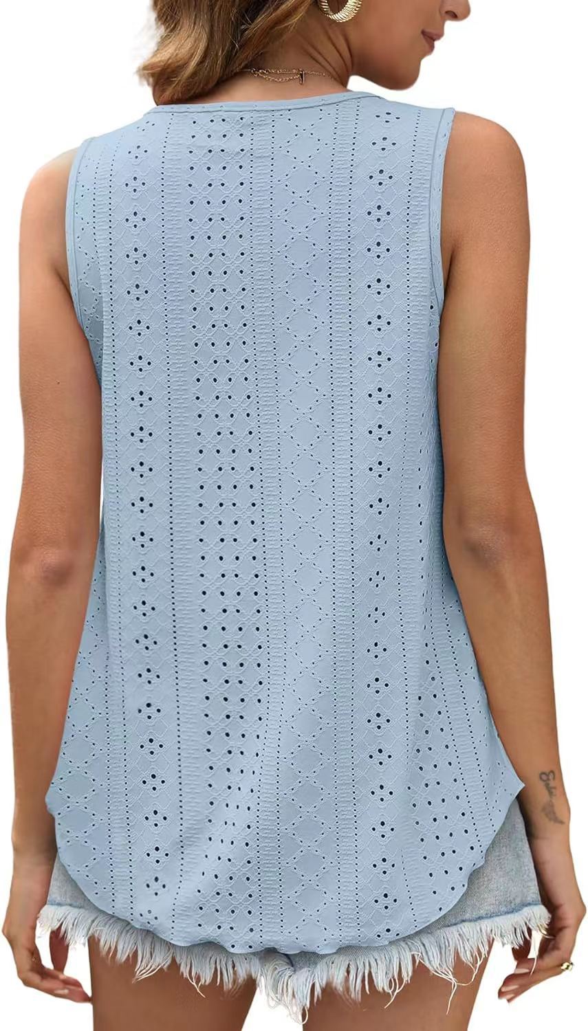 Women's Summer Loose Fit Round Neck Sleeveless Vest Top