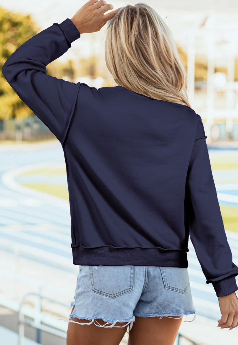 Women's Oversized Raw Hem Mock Neck Sweatshirt