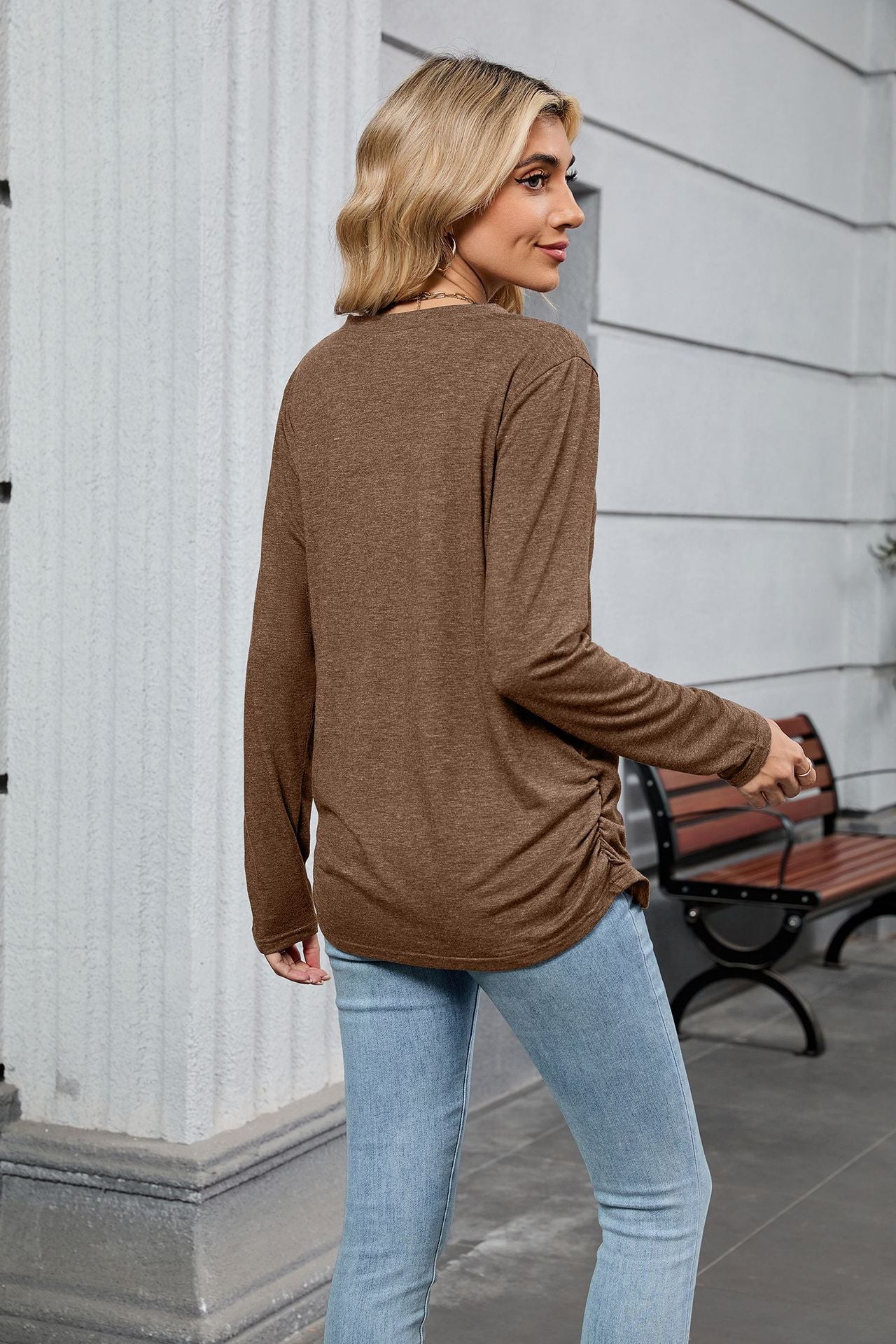 Soft V-Neck Long Sleeve Tunic Tee | Casual Fall Top