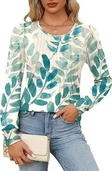 Solid Cotton Top Casual Pleated Puff Sleeve