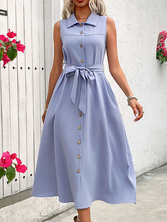 Women's Cross-border Medium and Long Solid Color Shirt Dress