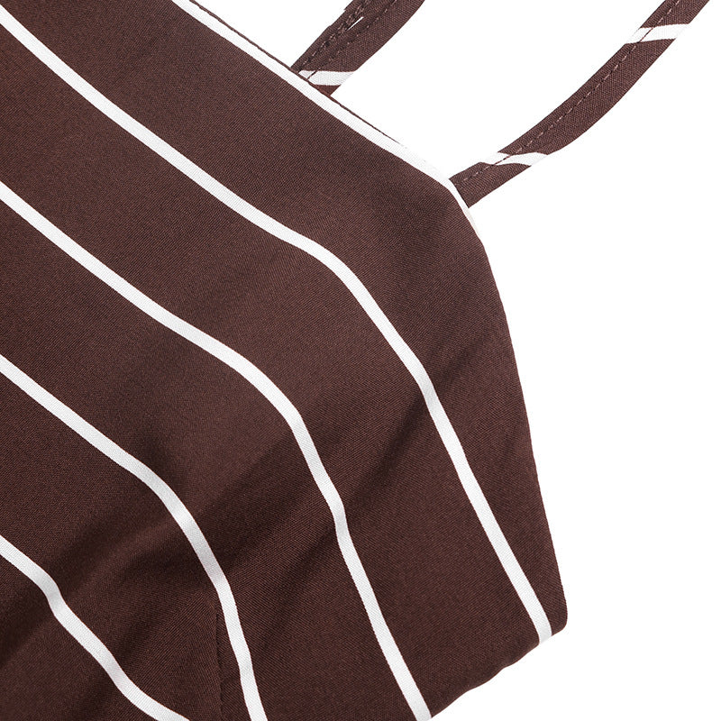 Striped Polyester Maxi Dress Resort Spaghetti Strap