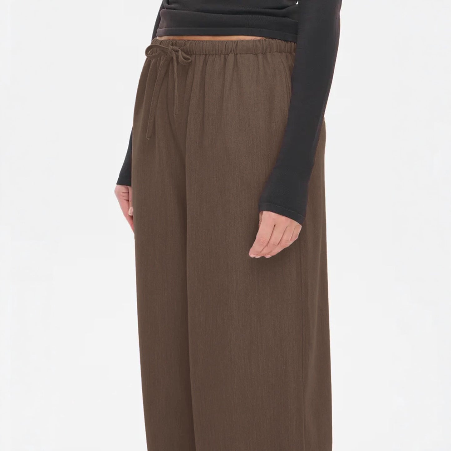 Solid Lightweight Pants Casual Elastic Waist Wide Leg