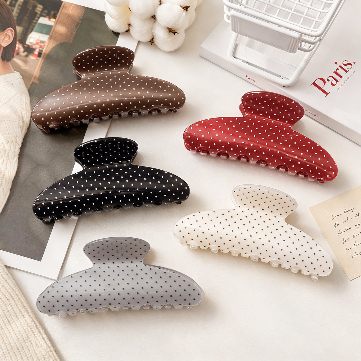 Polka Dot Large Hair Claw Clip