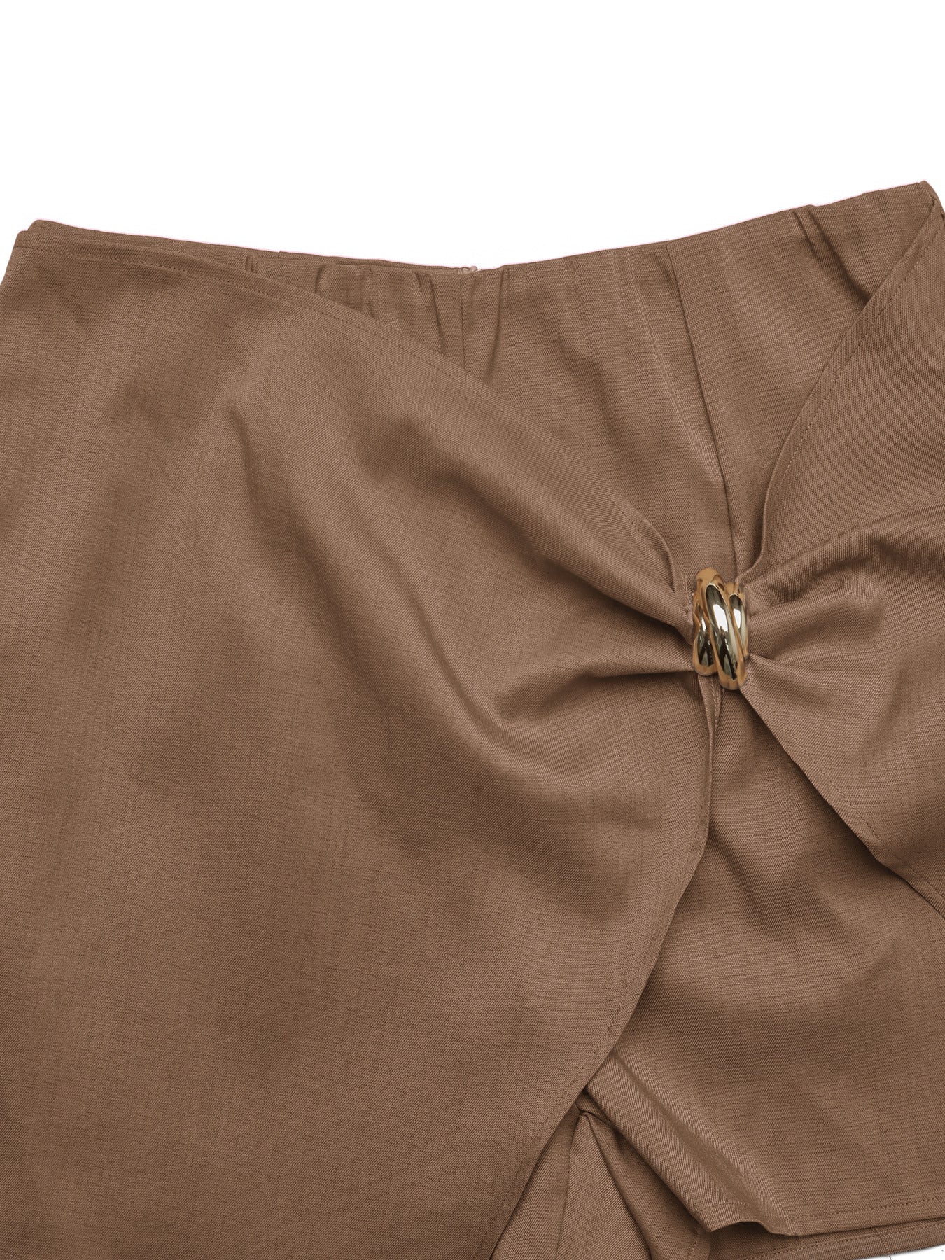Wrap Skort High Waist Metal Ring Twist Mini Skirt