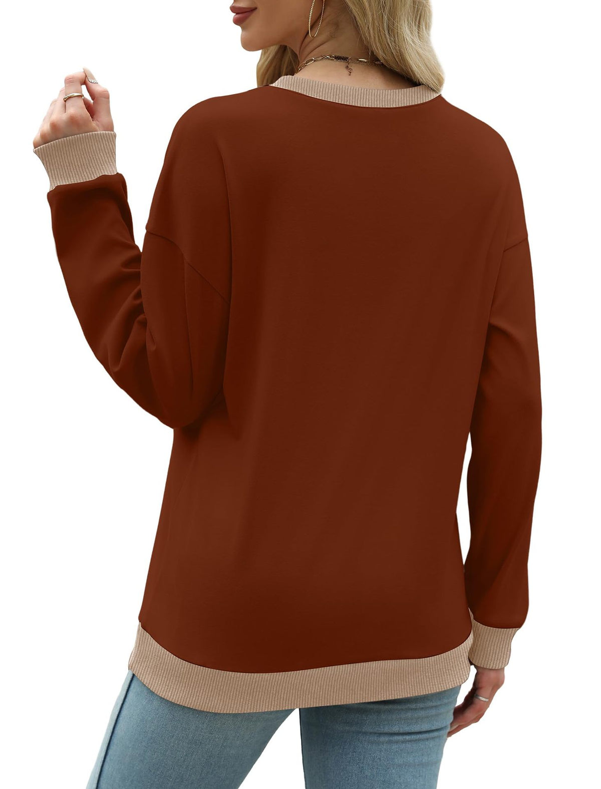Women's Oversized Colorblock Crewneck Sweatshirt