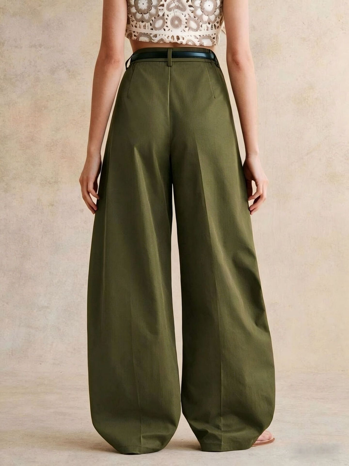 Women's High Waisted Baggy Barrel Leg Pants Cotton Casual