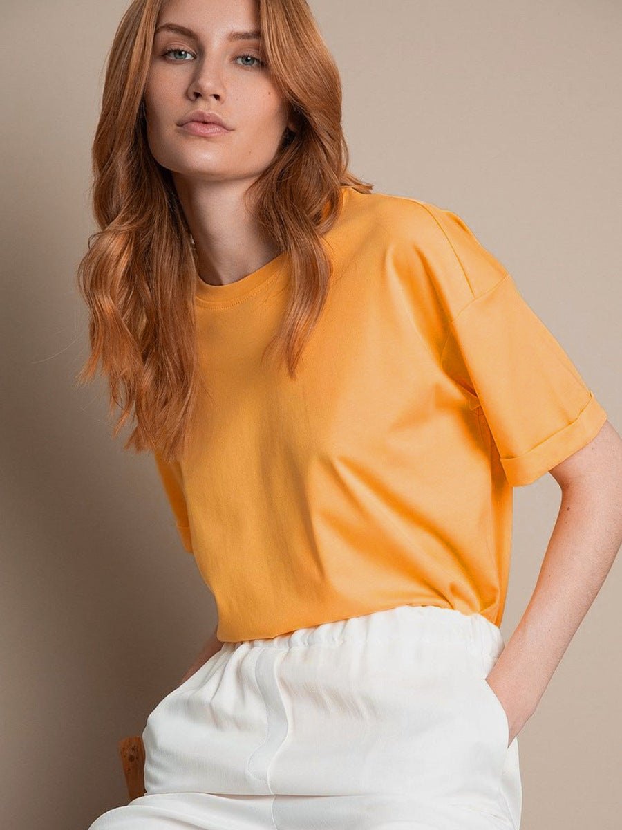 Solid Oversized T Shirt Loose Fit Crewneck Casual Tee