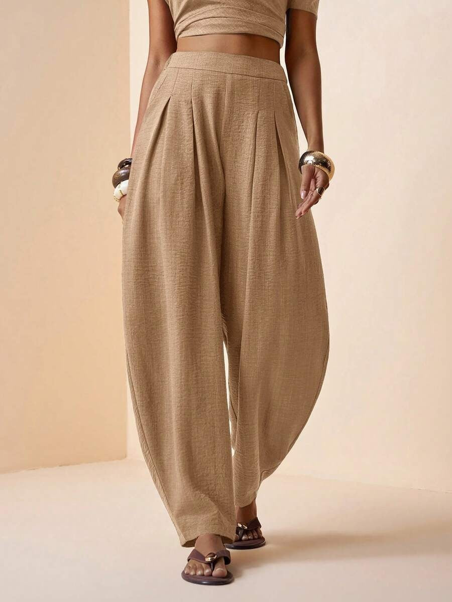 Women's High Waisted Linen Balloon Pants
