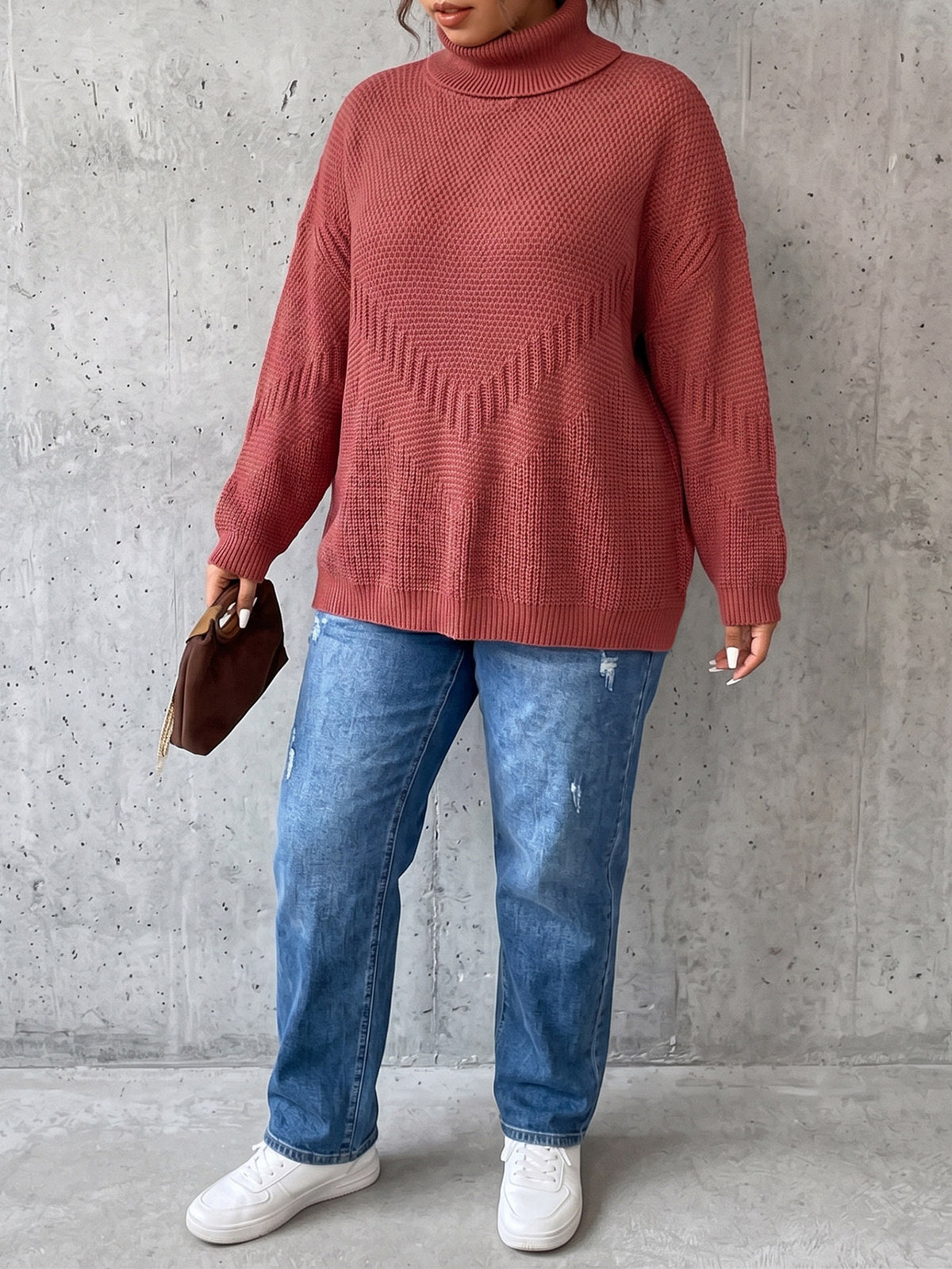 Women's Oversized Turtleneck Sweater Chunky Knit Pullover