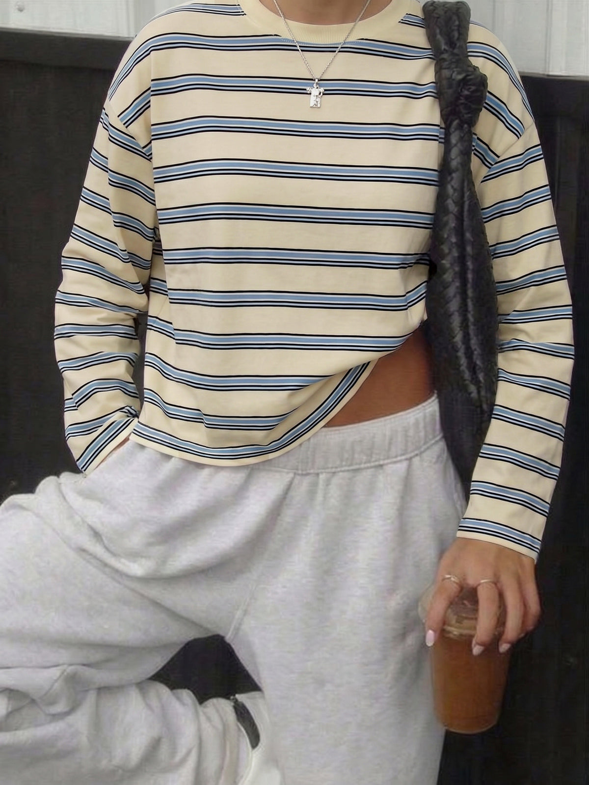 Vintage Striped Oversized Long Sleeve Tee