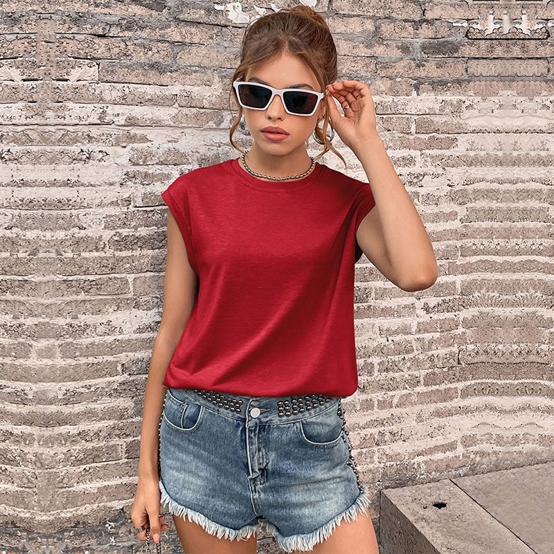 Patchwork Polyester Tee Relaxed Fit Trendy Summer