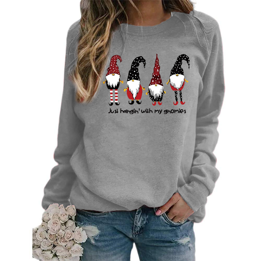 Womens Christmas Gnomes Graphic Crewneck Sweatshirt