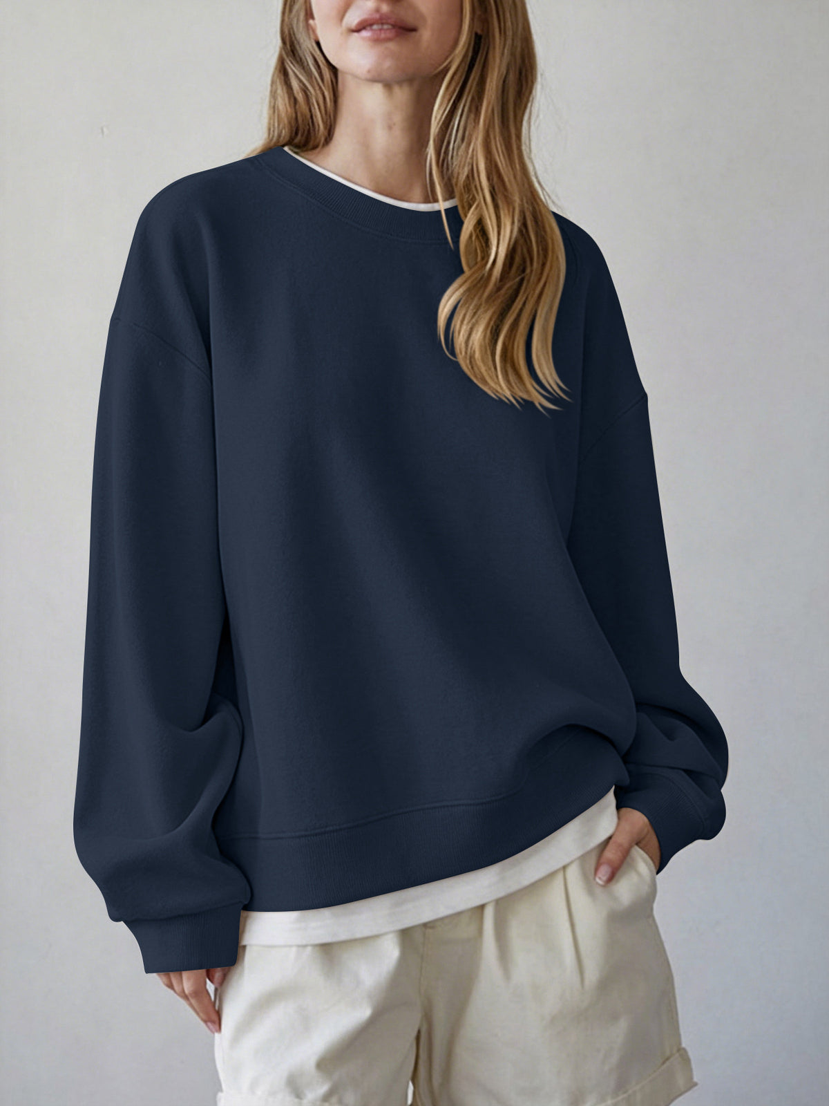 Women's Oversized Color Block Crewneck Sweatshirt