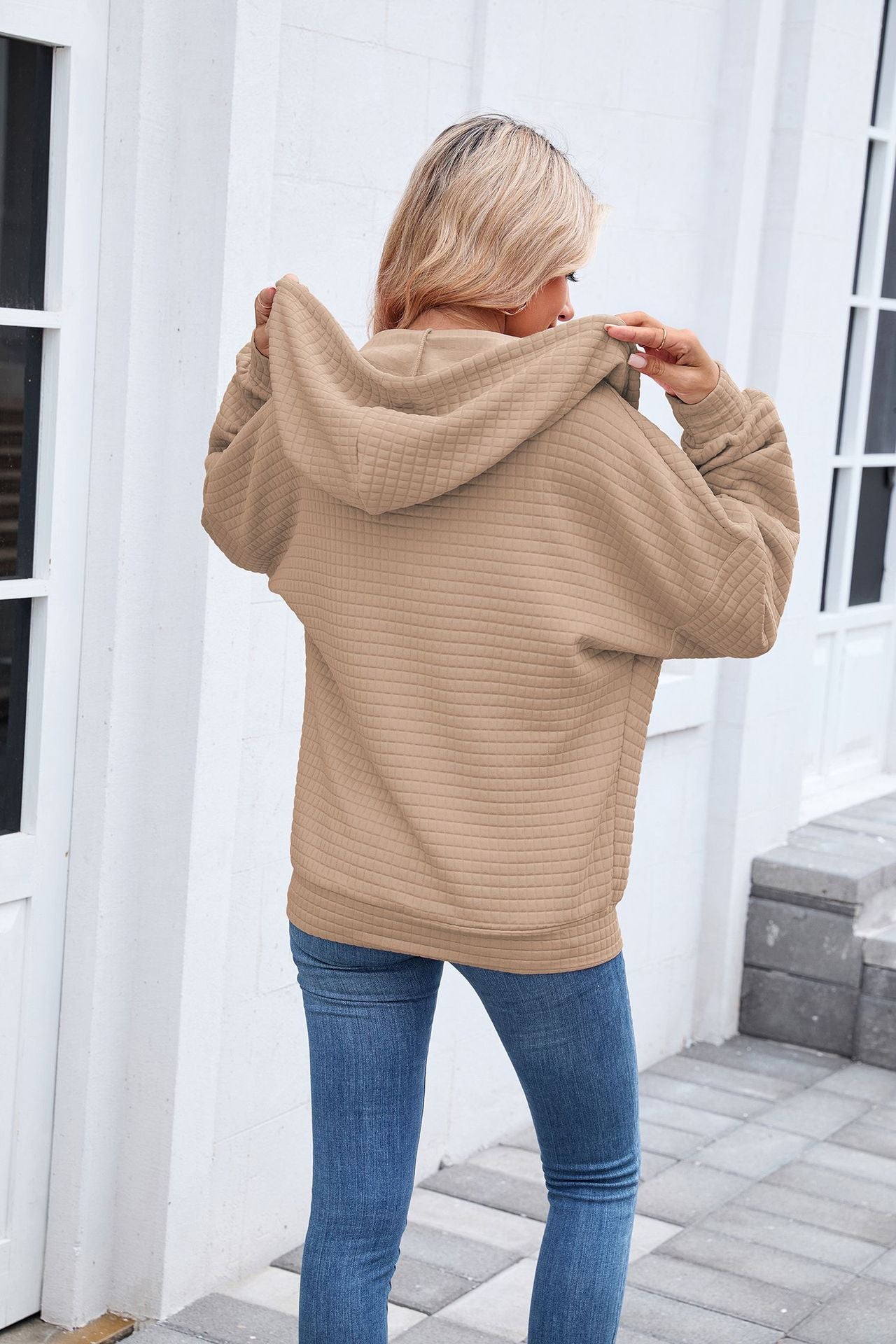 Quilted Zip-Up Hoodie Jacket | Casual Long Sleeve Sweatshirt