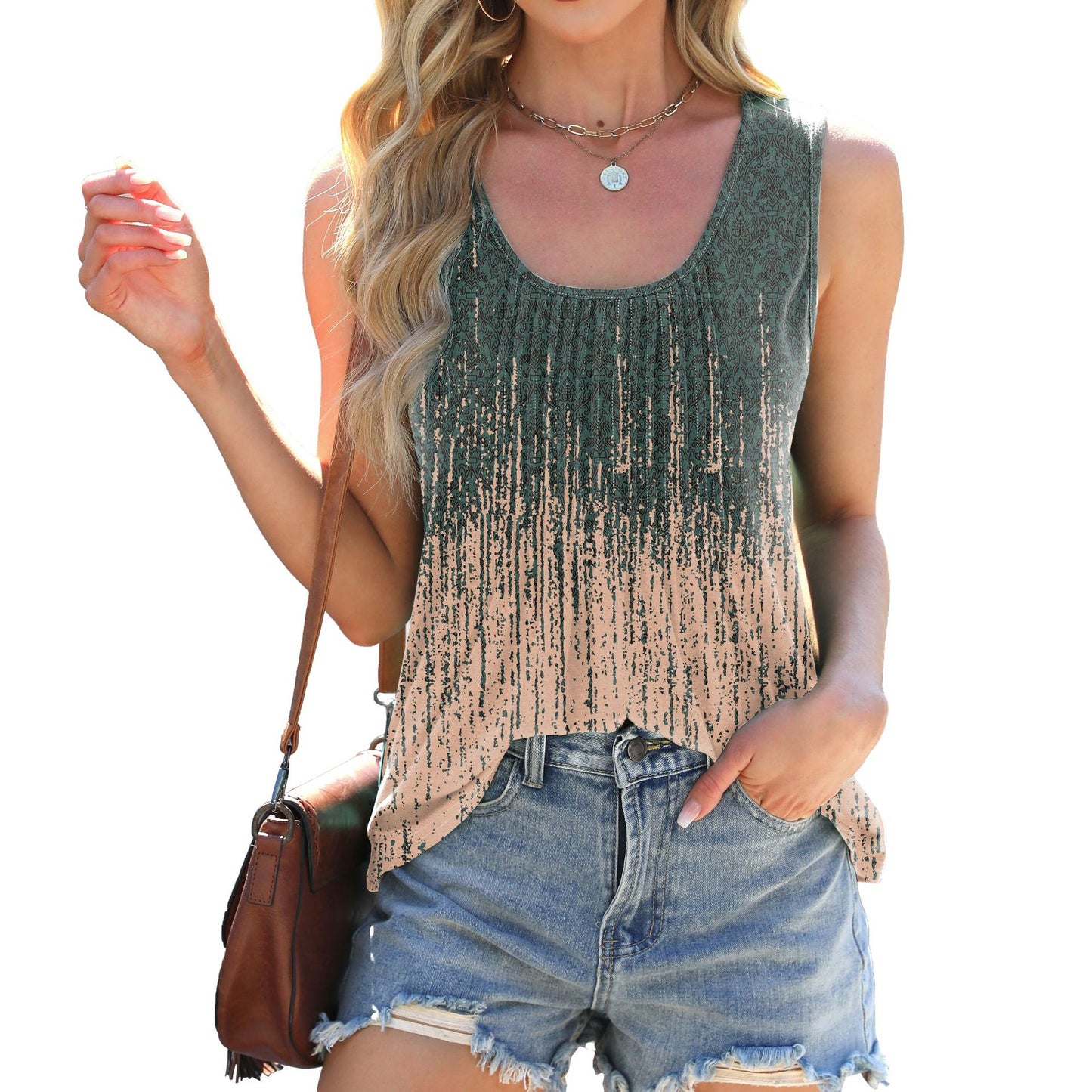Tie Dye Style Casual Tank Top for Daily Wear
