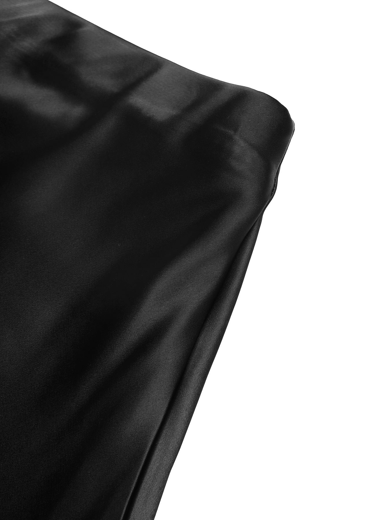 Black Satin High Waist Midi Skirt Fishtail