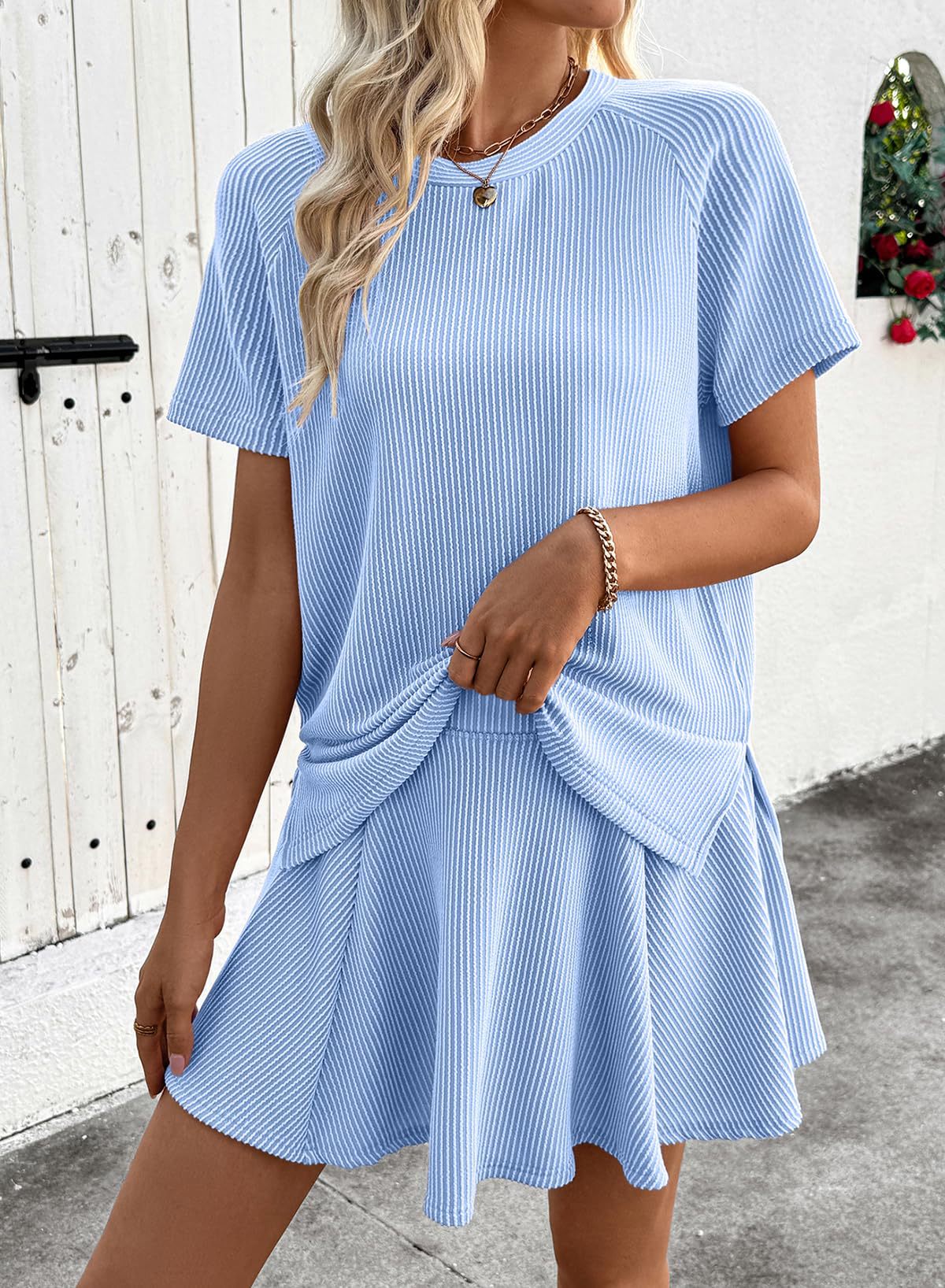 Textured Knit Matching Skirt Set Casual Lounge