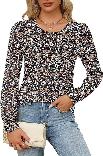 Solid Cotton Top Casual Pleated Puff Sleeve