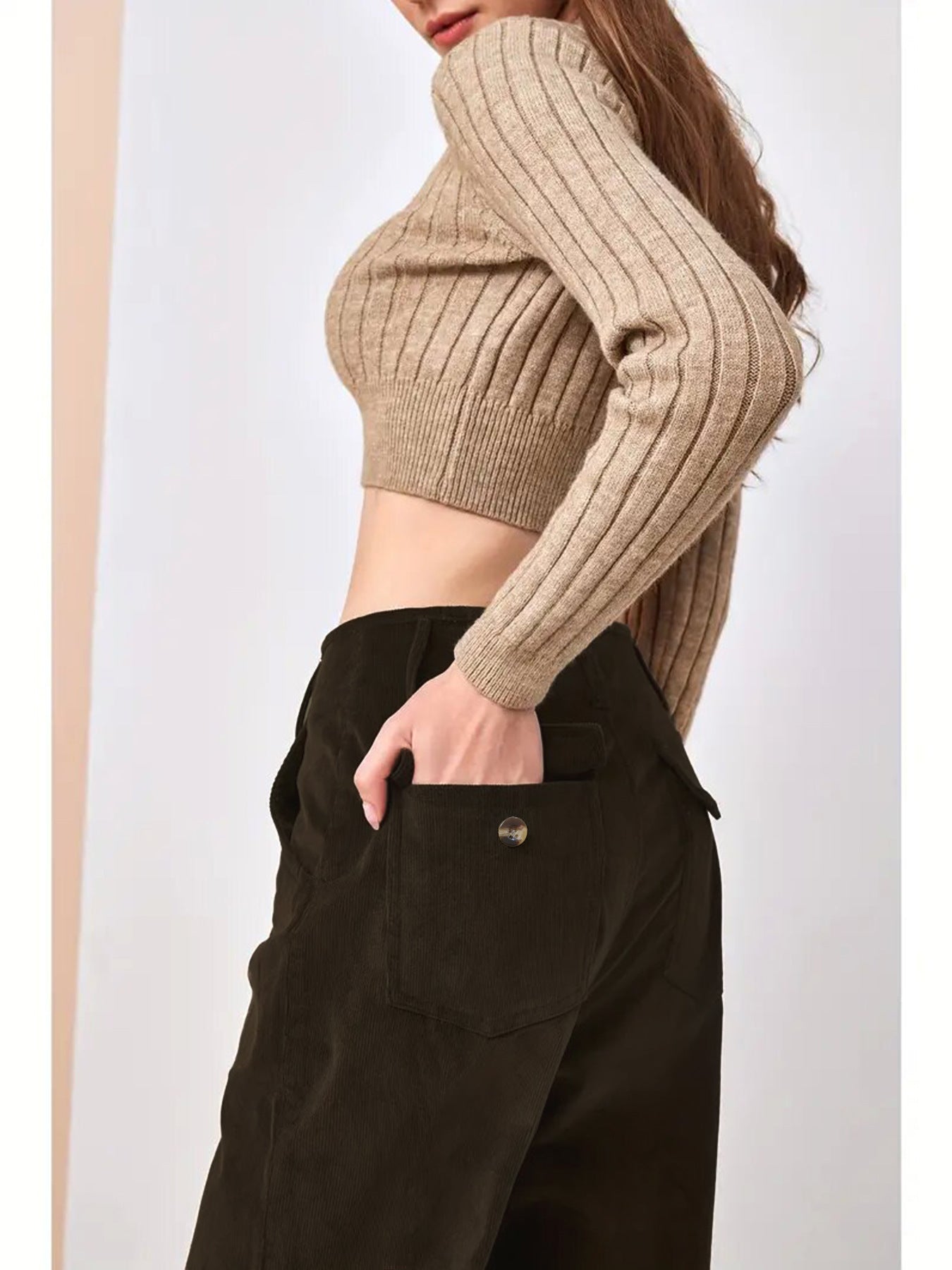 Velvet Straight Leg Pants High Waist Casual Long Trousers