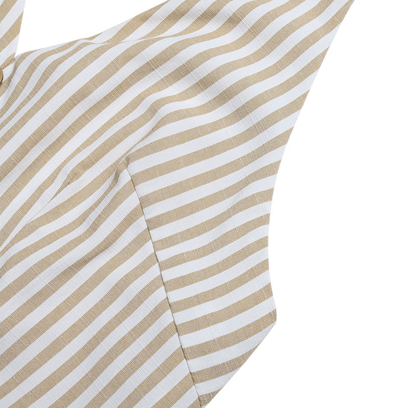 Striped Halter Neck Romper Sleeveless Summer Jumpsuit