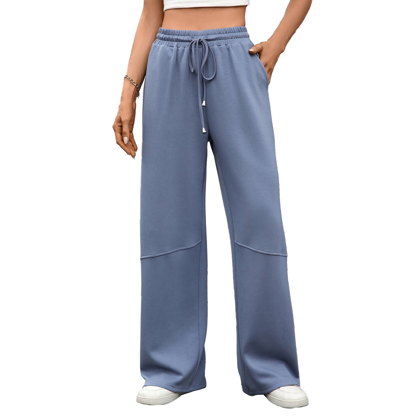 High-Waist Drawstring Wide-Leg Pants | Comfortable Casual Trousers