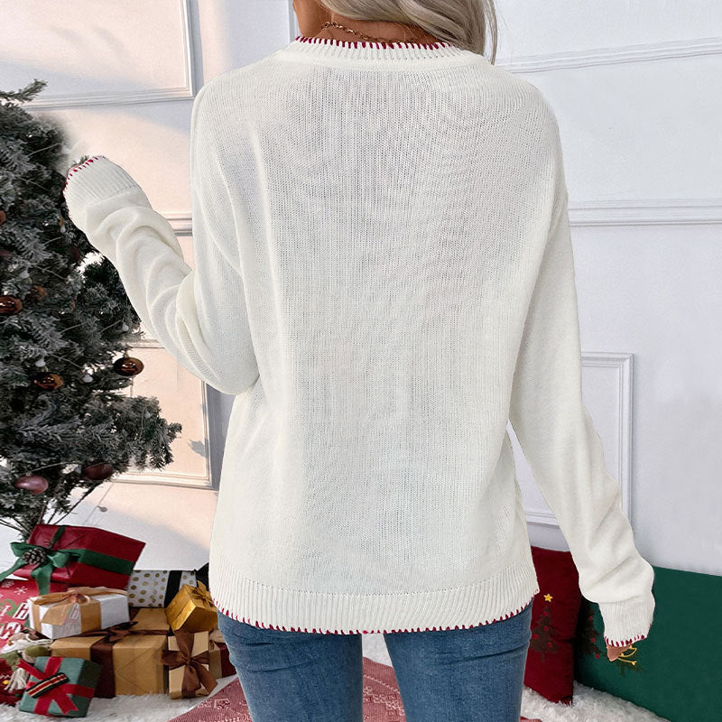 Women's Loose Long Sleeve Crew Neck Christmas Sweater