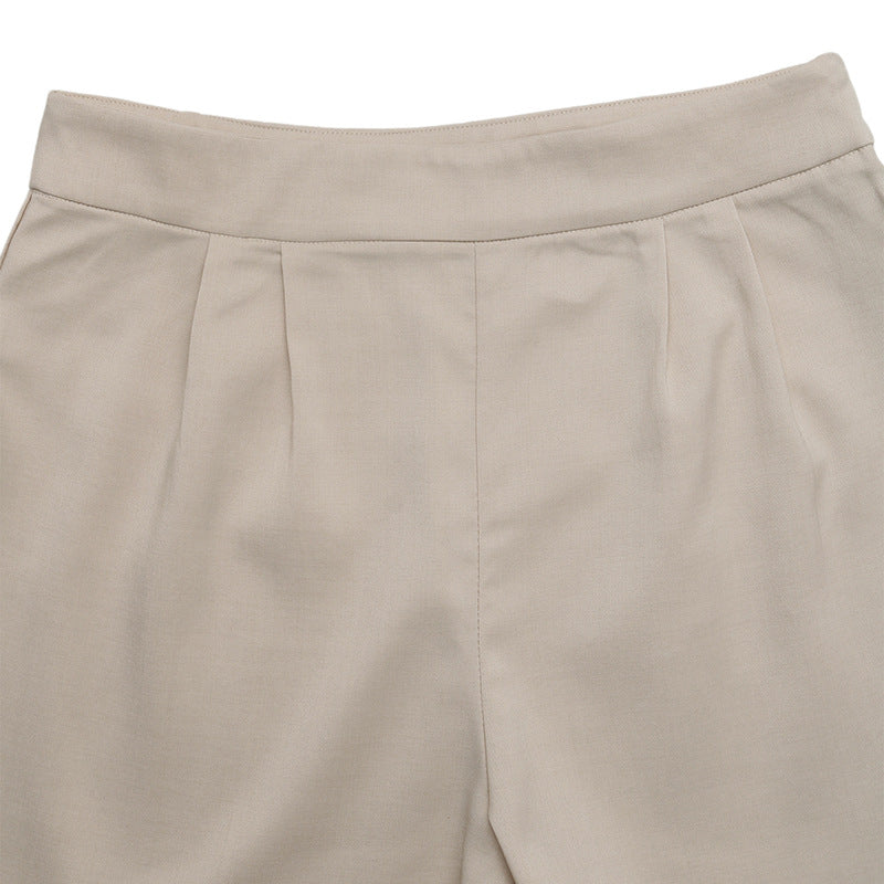 Solid Textured Set Casual Tie Front Vest Shorts