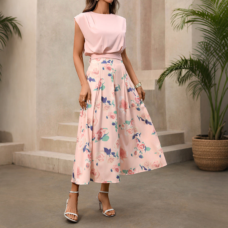 Floral Woven Set Resort Boho Midi Skirt Outfit