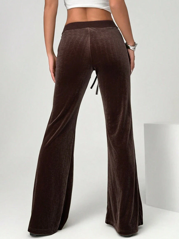 Velvet Flare Pants High Waist Wide Leg Casual Trousers