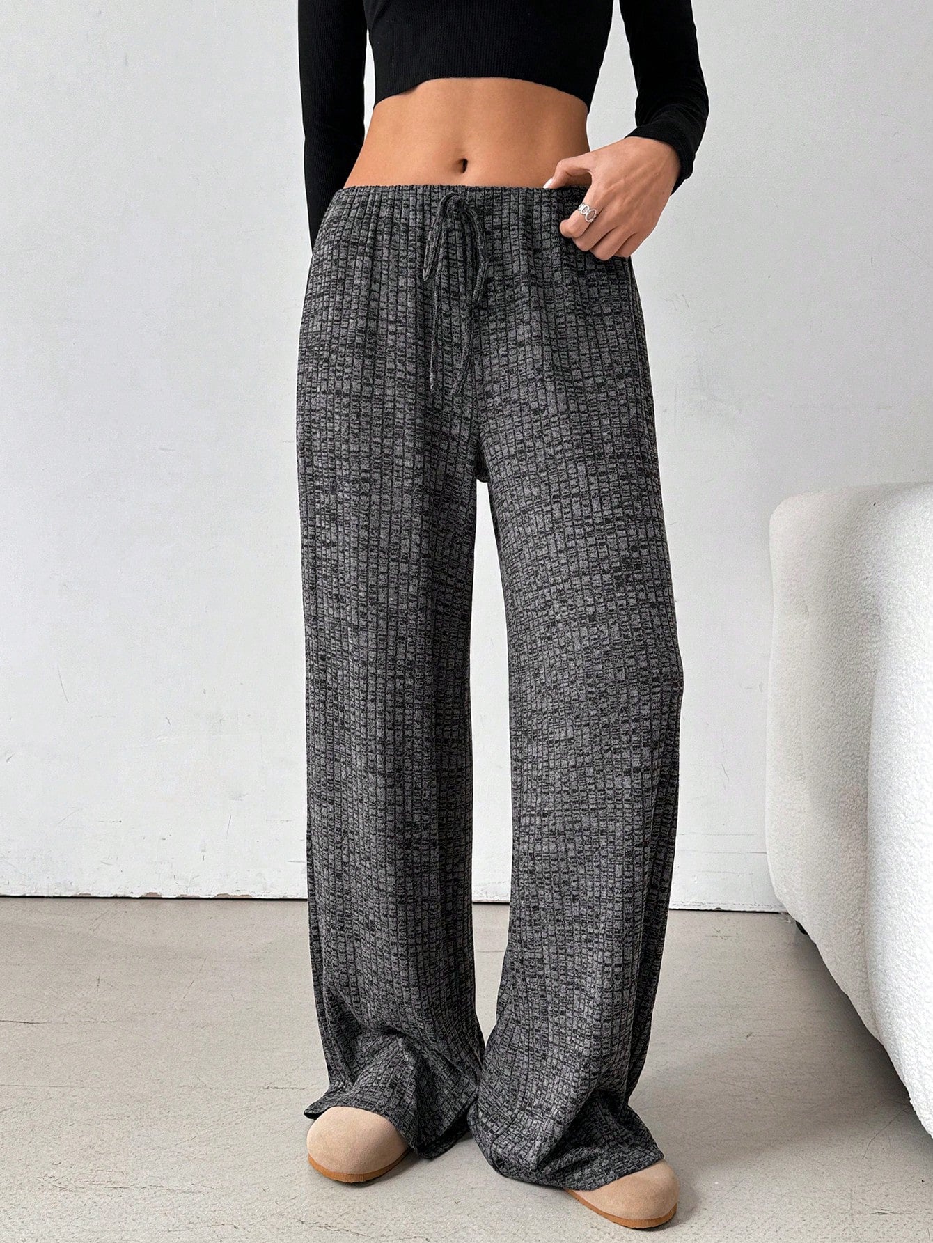 Women’s Striped Wide Leg Lounge Pants Drawstring Casual