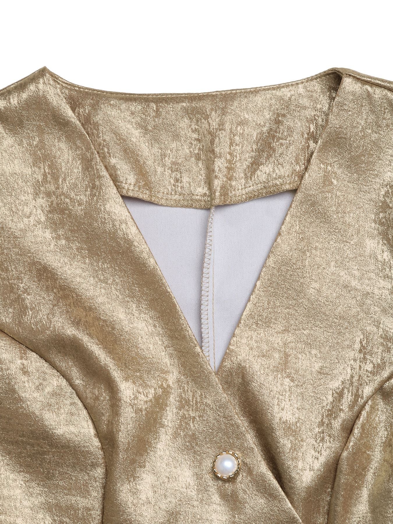 Metallic Gold Single Button Tailored Blazer