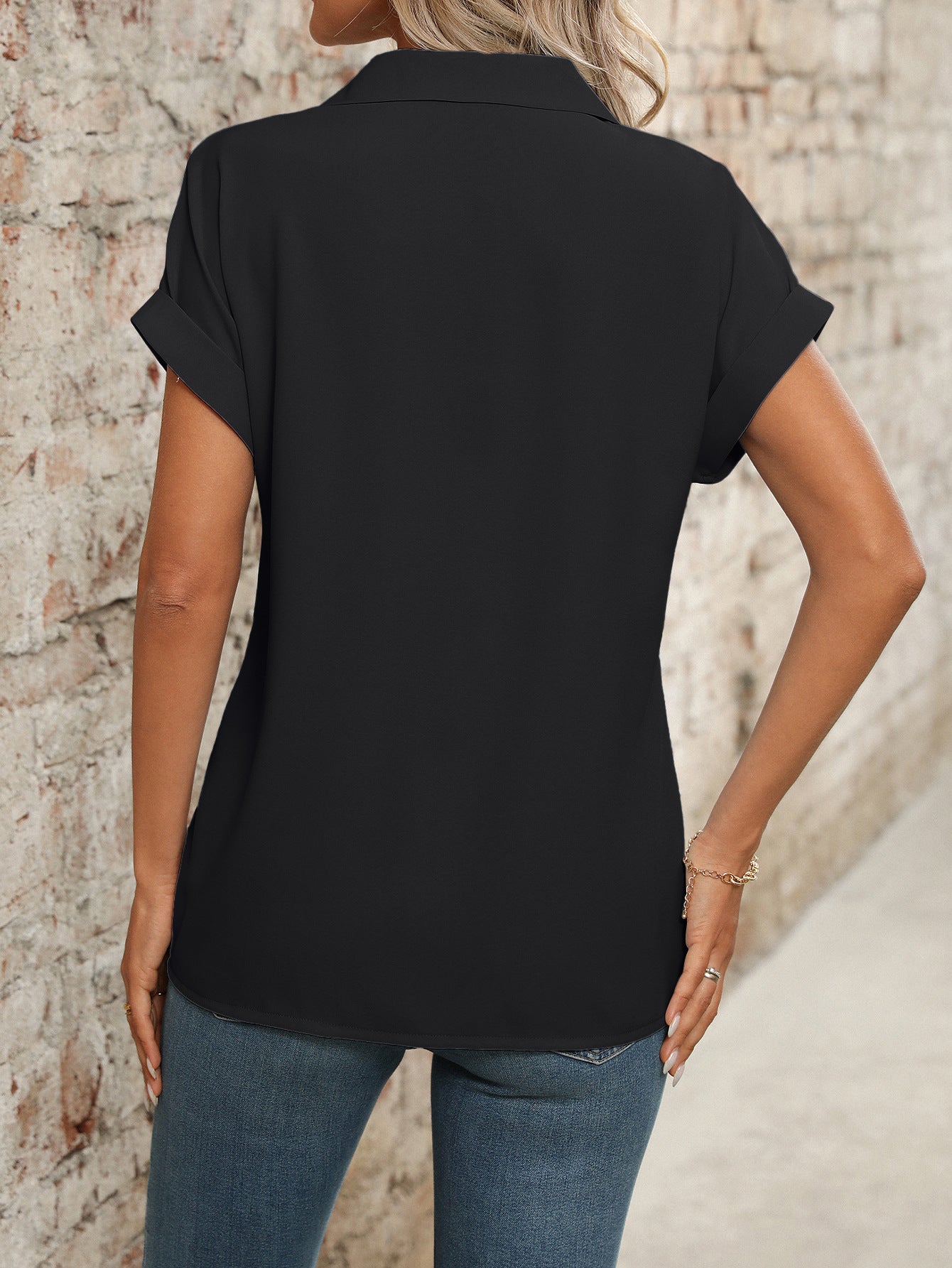 Spring Floral Print Collared Blouse Loose Fit Pullover Women’s Top