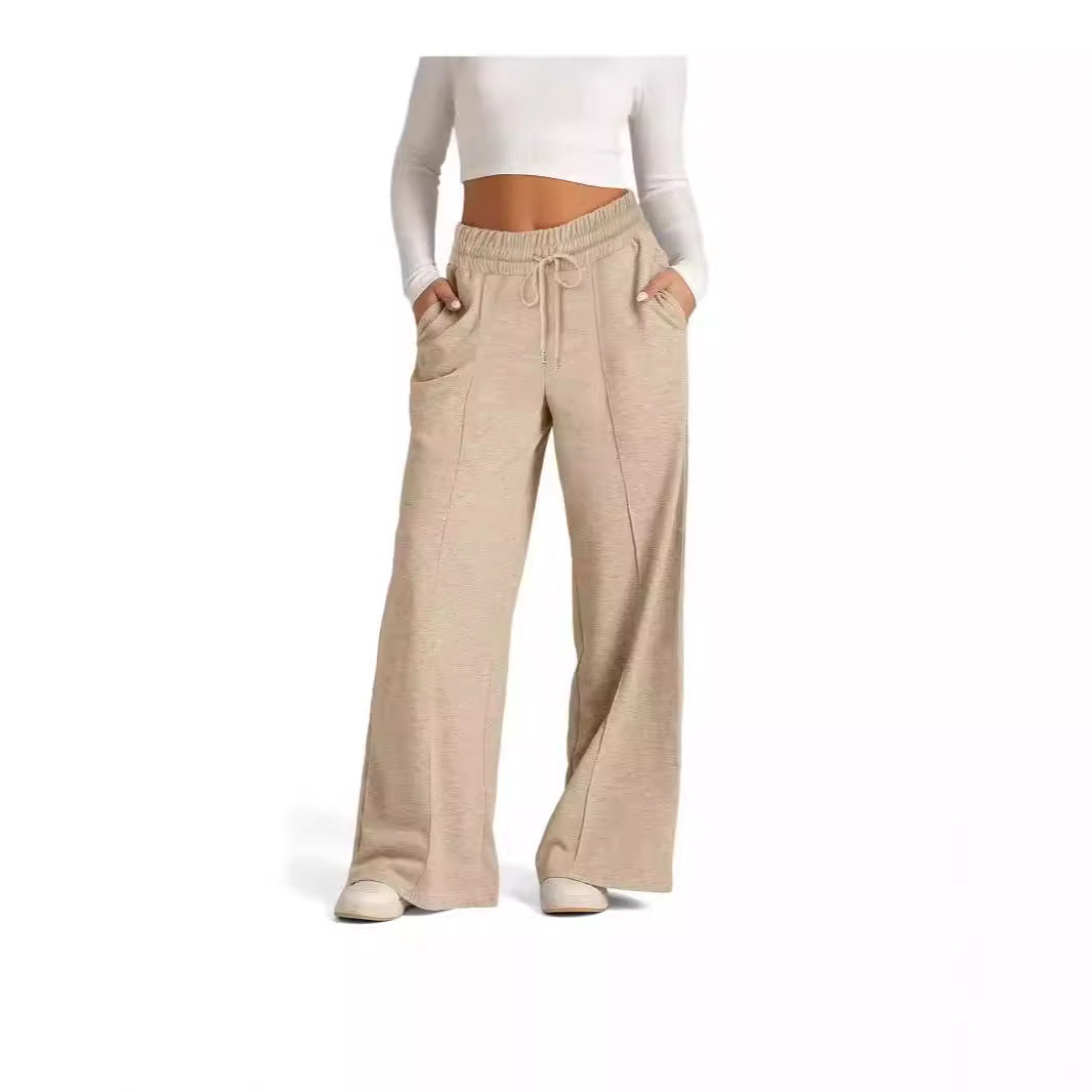 Women’s Wide Leg Pants High Waist Drawstring Casual Trousers