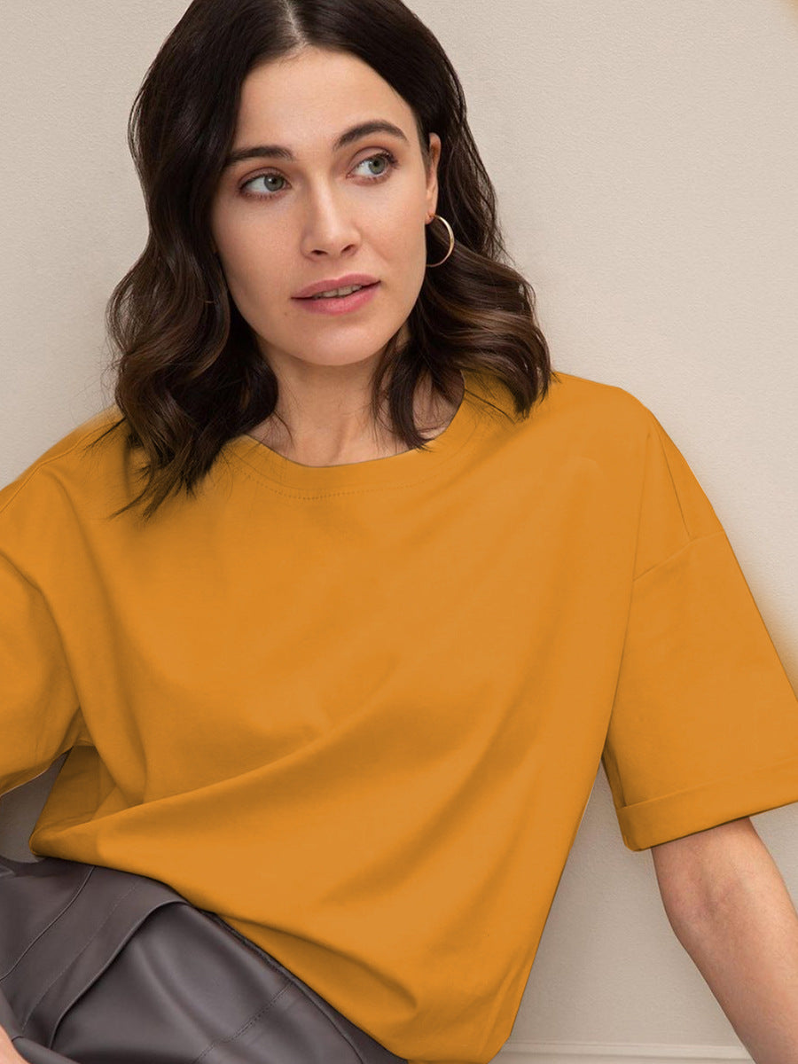 Solid Oversized T Shirt Loose Fit Crewneck Casual Tee