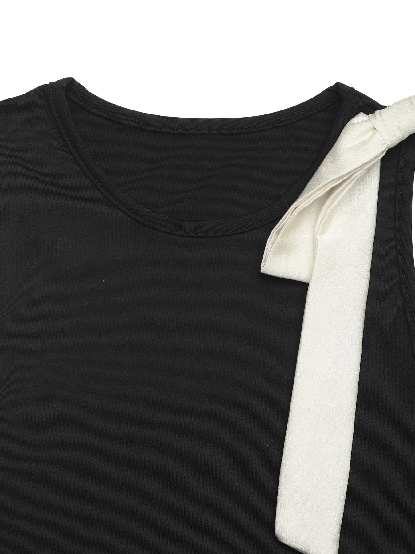 Contrast Bow Bodysuit Sleeveless Slim Chic Romper Top