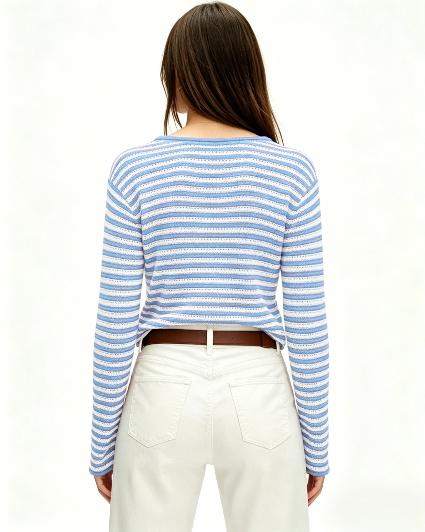 Striped Oversized Sweater Casual Crew Neck Fall Pullover