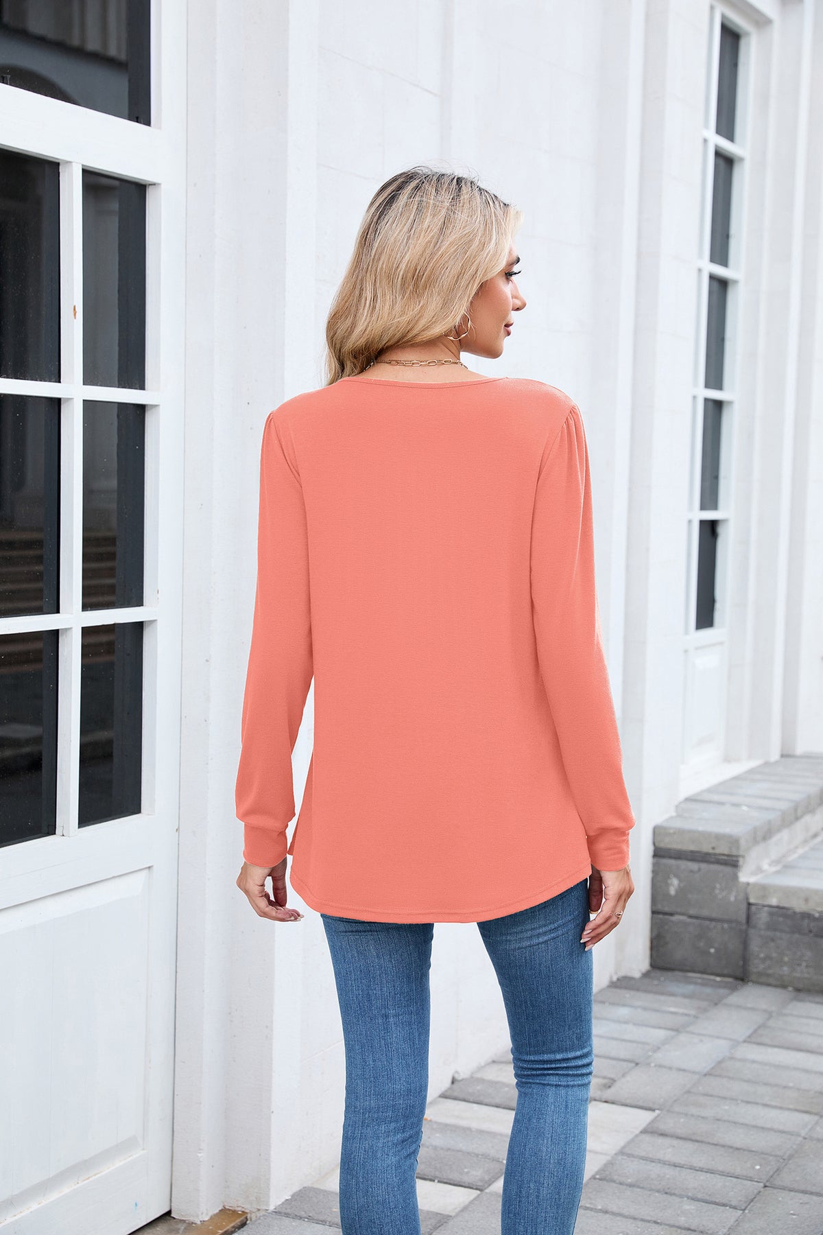 Women's Pleated Front Long Sleeve Tunic Top Loose Fit