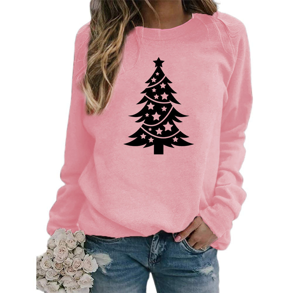 Womens Christmas Tree Graphic Sweatshirt Oversized Crewneck