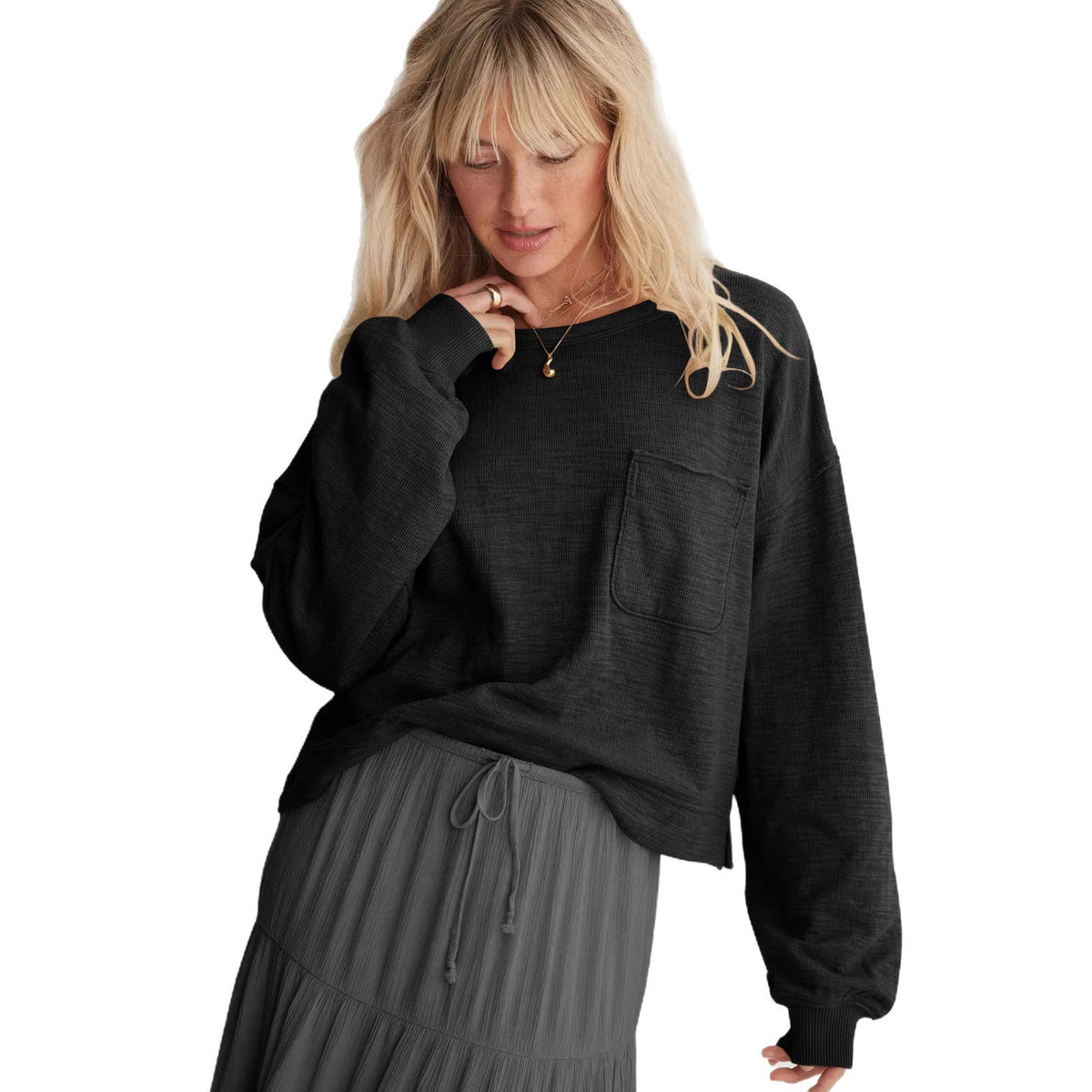 Womens Oversized Crewneck Streetwear Sweatshirt Top