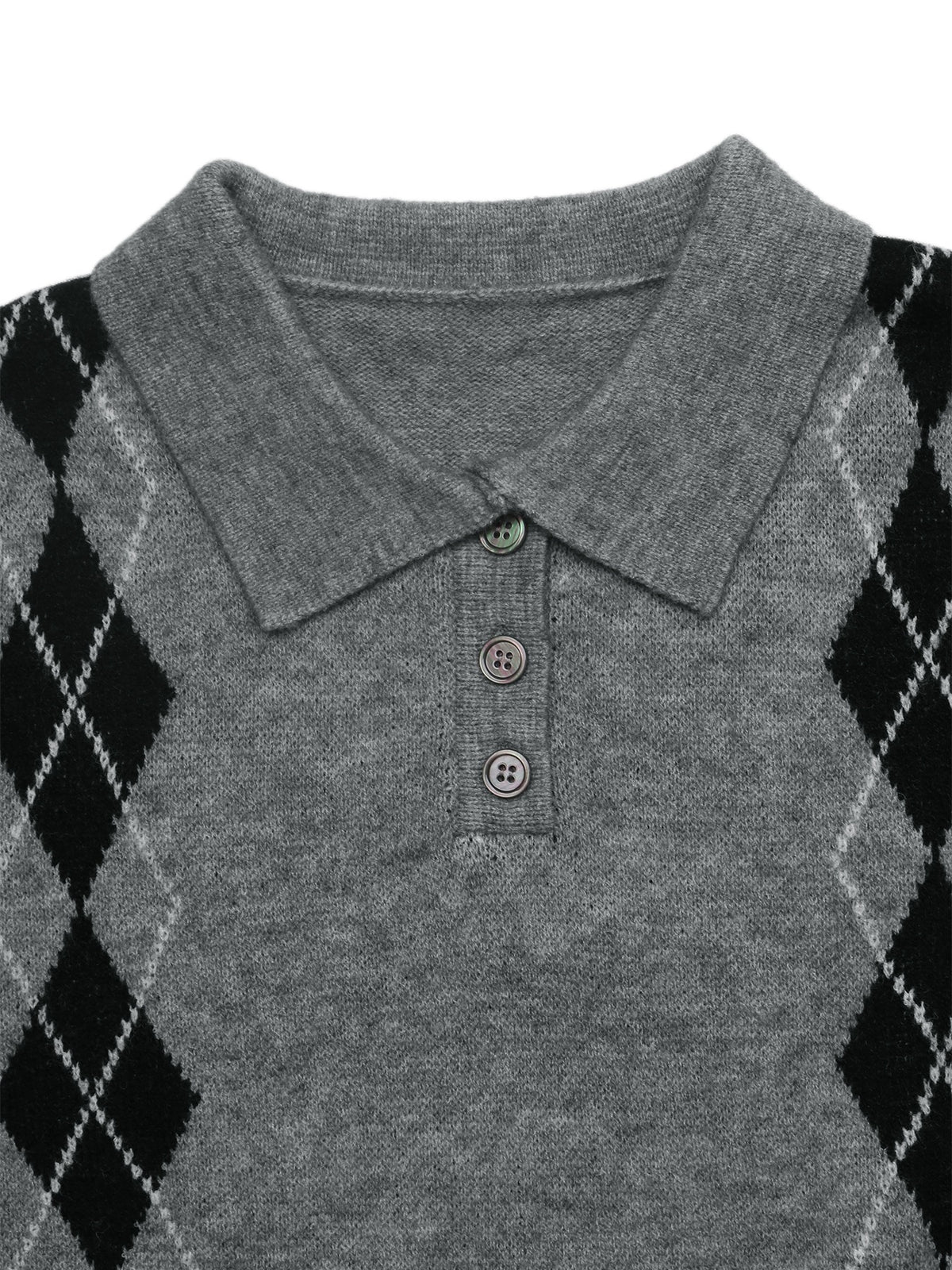 Vintage Argyle Collared Sweater Women Oversized
