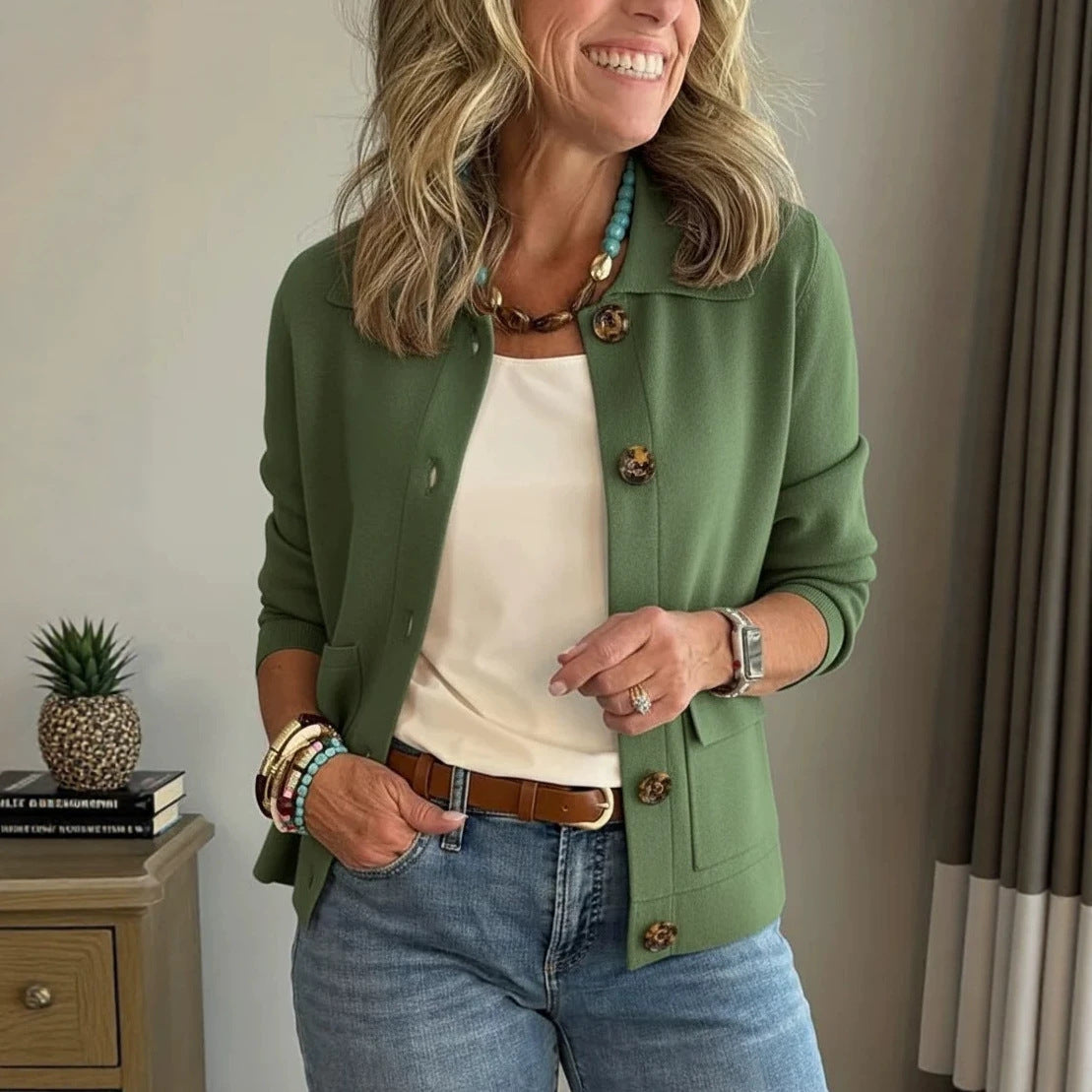 Women's Cropped Button Front Jacket Casual Fall Blazer