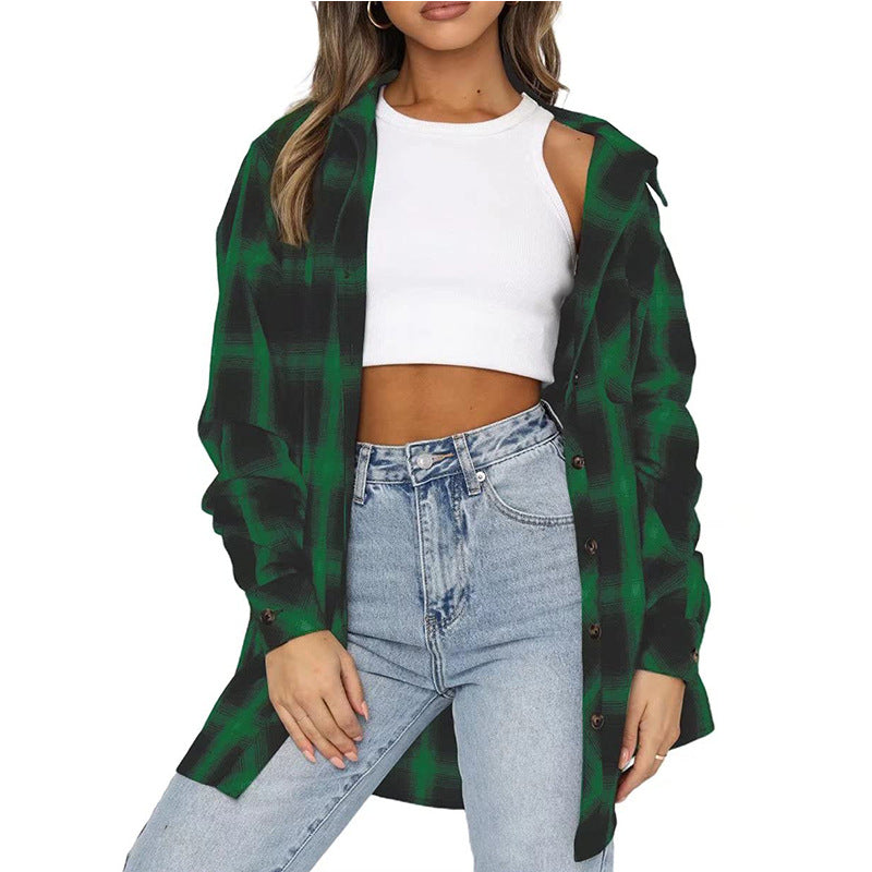 Plaid Flannel Shirt Jacket Oversized Button Up Shacket
