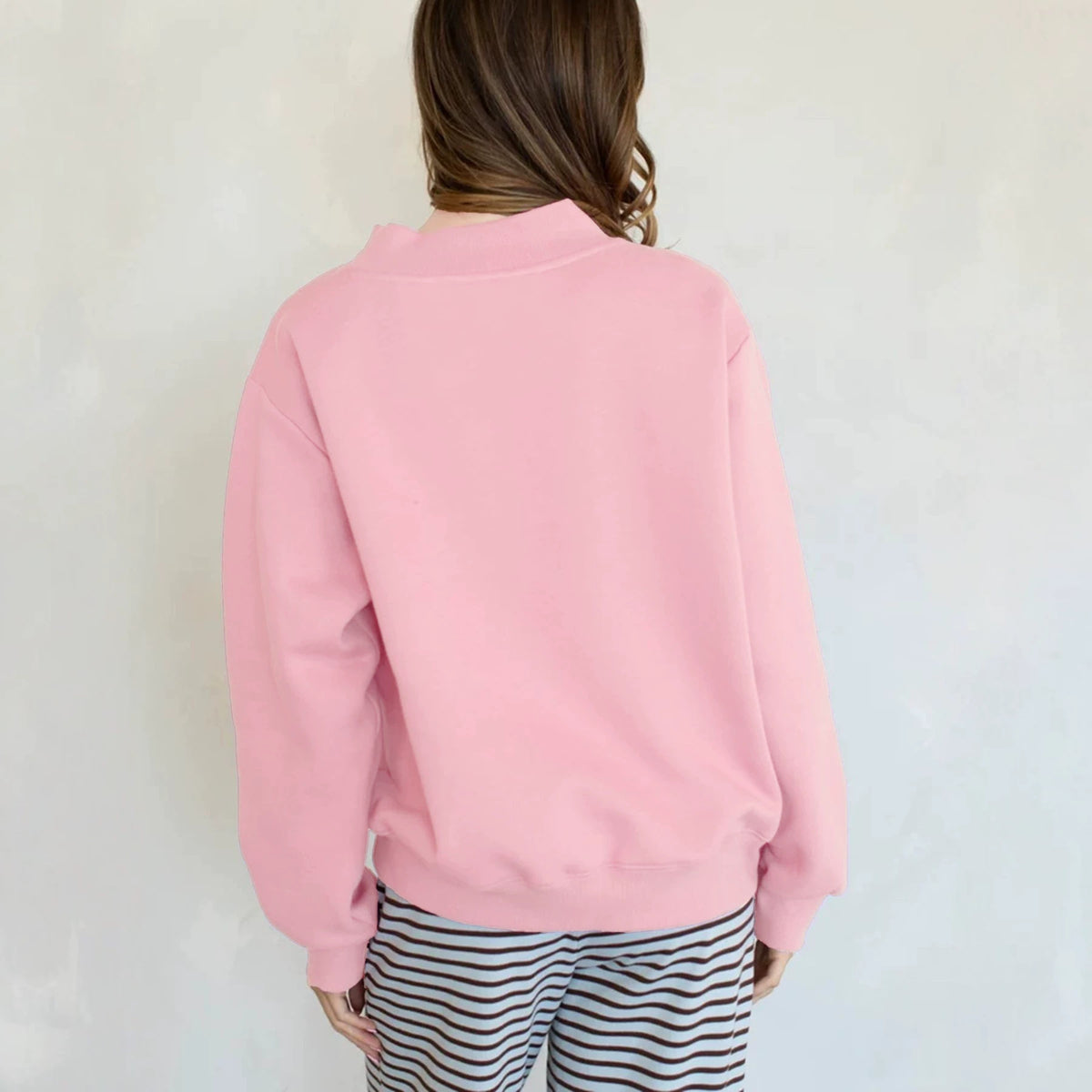 Women's Oversized Fleece Mock Neck Pullover Sweatshirt