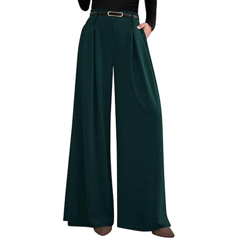 High Waist Wide Leg Flowing Work Trousers for Women